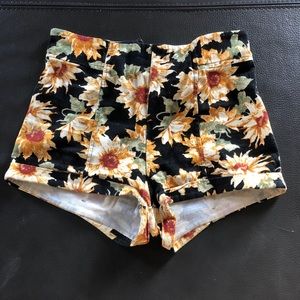LA Hearts High Waisted Sunflower Shorts